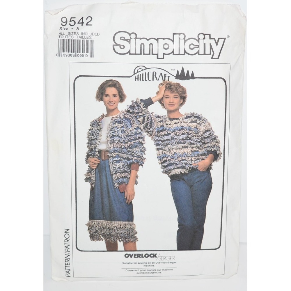 Vtg Simplicity Sewing Pattern 9542 Misses' Skirt Jacket Top All Sz Fringe boho‎